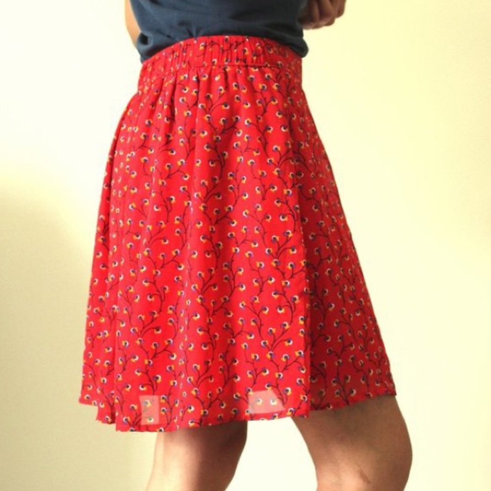 Old Navy Red Sheer Skater/Circle Skirt